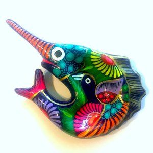 Ring Dish, Unique Trinket Dishes, Colorful Fish, Mexican Ethnic Boho